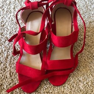 Lace Up Block Heels Sandals